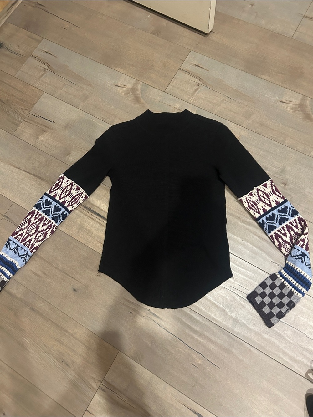 Free People black thermal long sleeve top shirt